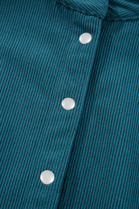 Corduroy (Blue) 3/4 Bracelet Sleeve Mini Dress w/Pockets