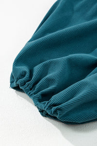 Corduroy (Blue) 3/4 Bracelet Sleeve Mini Dress w/Pockets