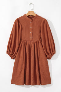 Corduroy (Rust) 3/4 Bracelet Sleeve Mini Dress w/Pockets