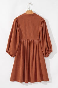 Corduroy (Rust) 3/4 Bracelet Sleeve Mini Dress w/Pockets
