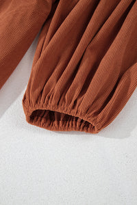 Corduroy (Rust) 3/4 Bracelet Sleeve Mini Dress w/Pockets