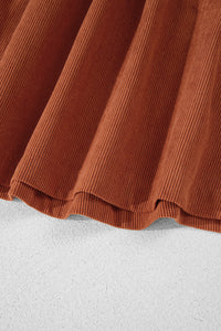 Corduroy (Rust) 3/4 Bracelet Sleeve Mini Dress w/Pockets