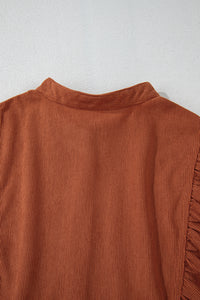 Corduroy (Rust) 3/4 Bracelet Sleeve Mini Dress w/Pockets
