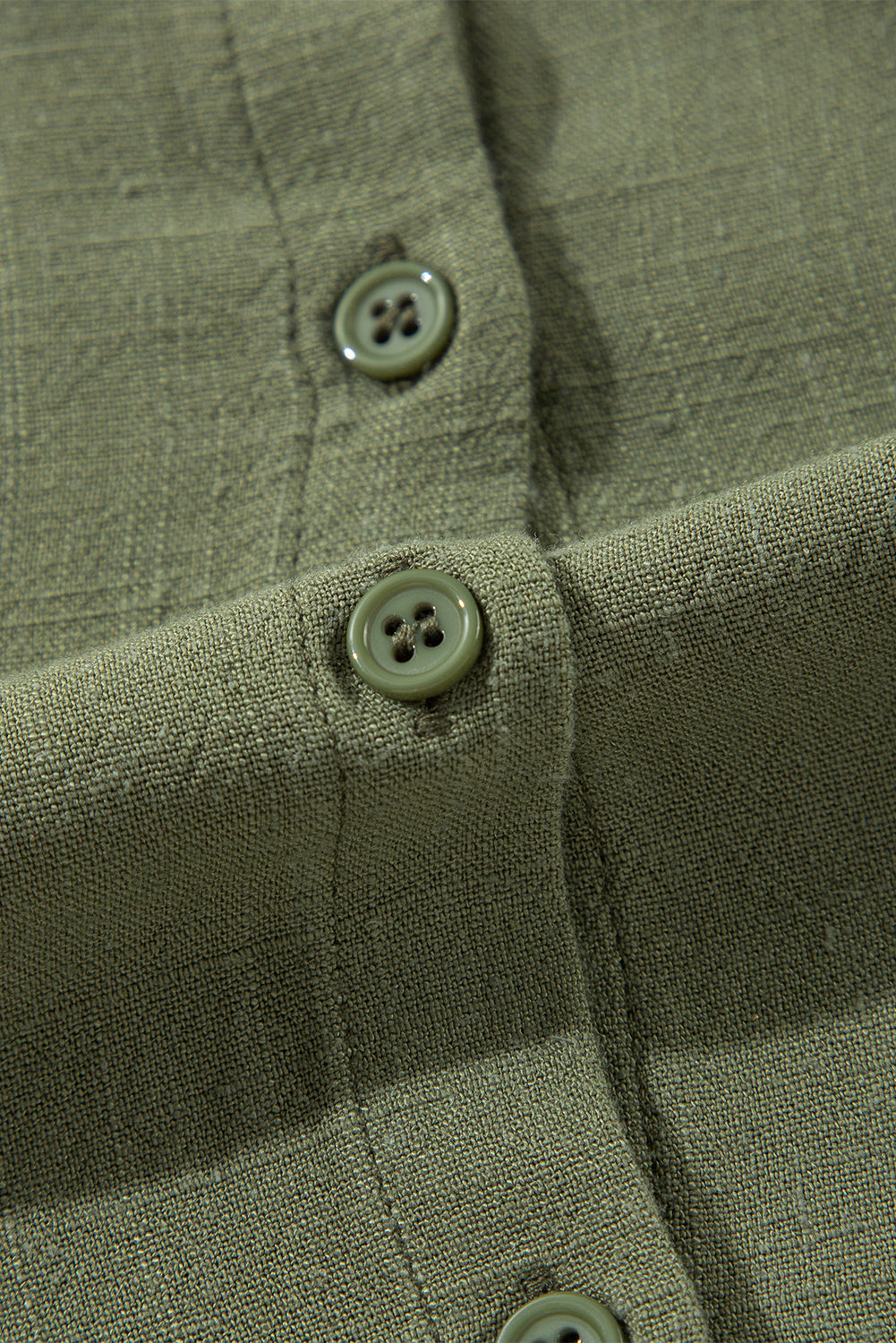 Puff Sleeve (Army Green) Tiered Long Sleeve Mini Dress - Viscose & Linen