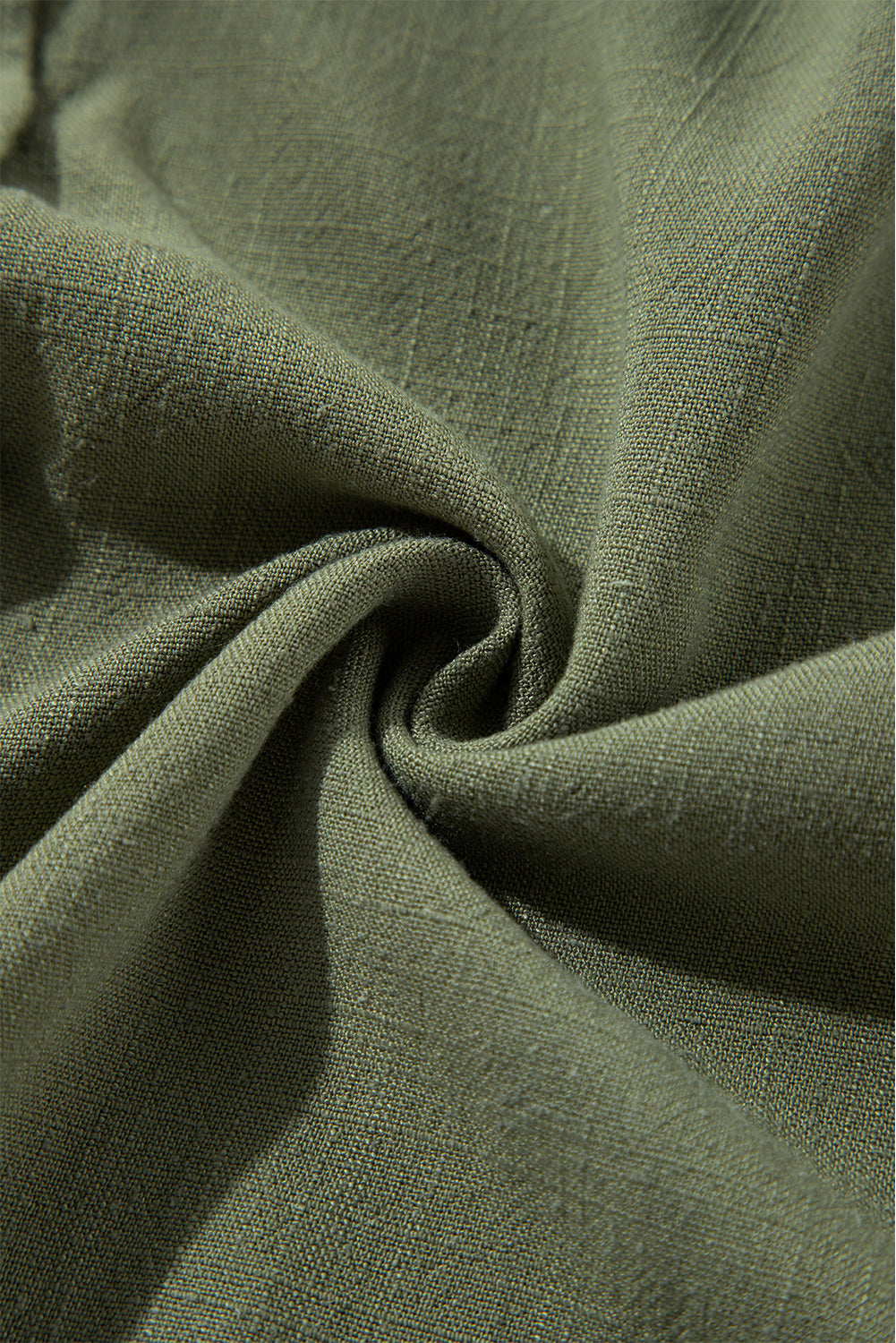 Puff Sleeve (Army Green) Tiered Long Sleeve Mini Dress - Viscose & Linen