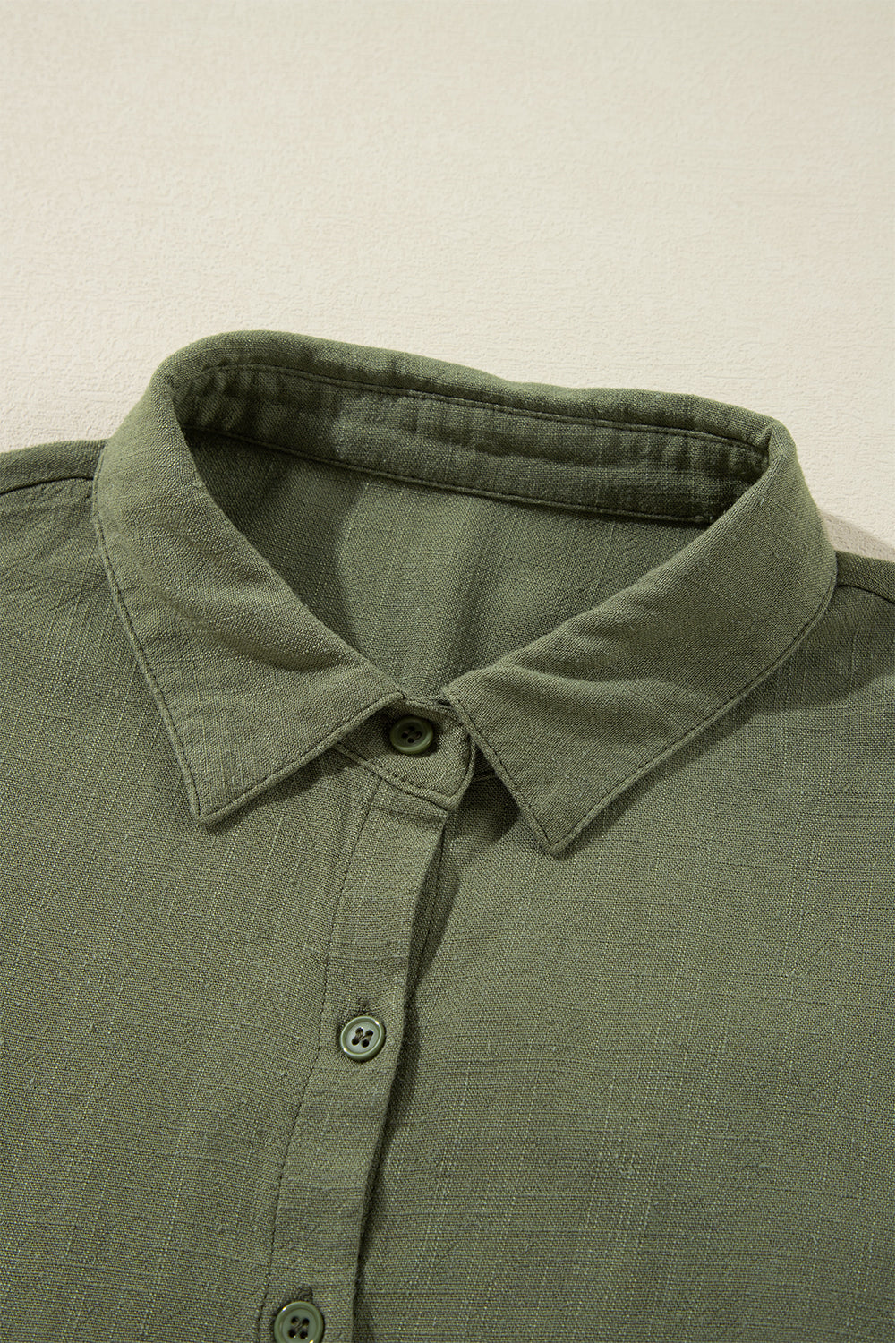 Puff Sleeve (Army Green) Tiered Long Sleeve Mini Dress - Viscose & Linen