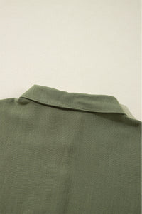 Puff Sleeve (Army Green) Tiered Long Sleeve Mini Dress - Viscose & Linen