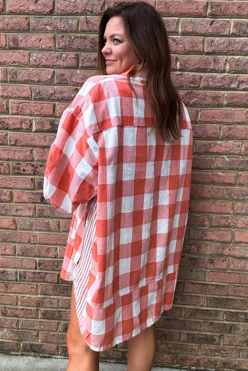 Casual Picnic Date Night Collared Oversized Shirt Dress