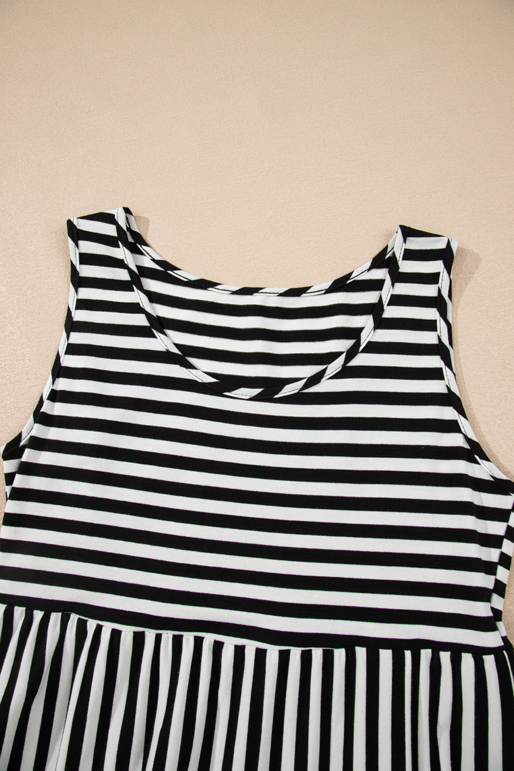 Cotton Black and White Striped Flowy Mini Dress