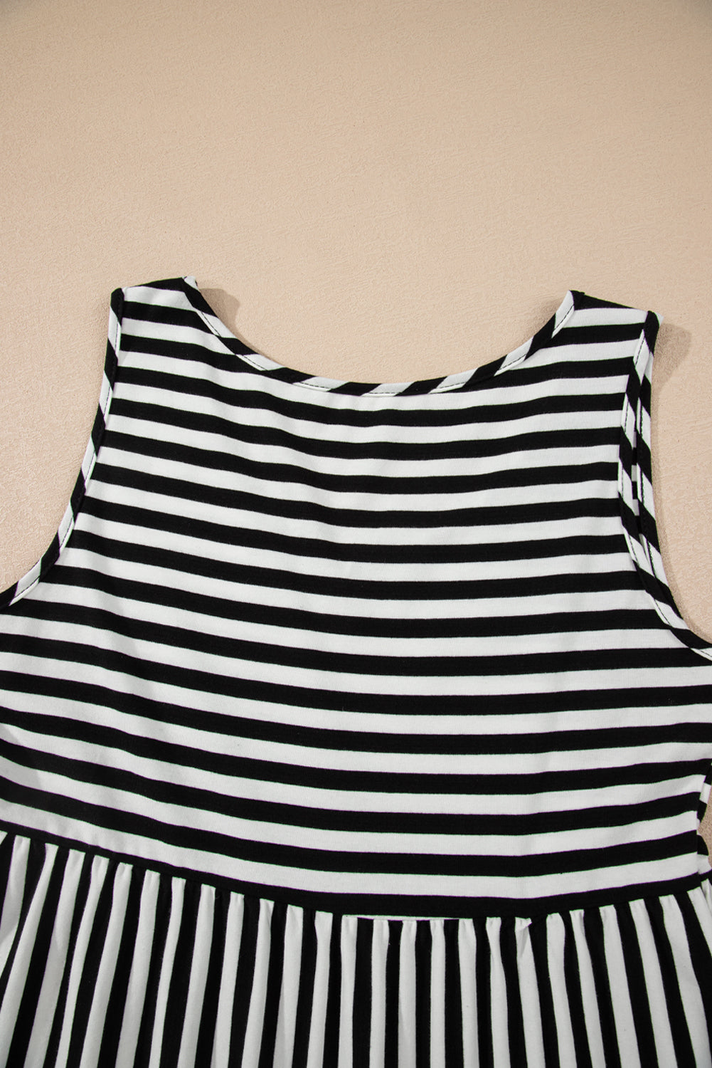 Cotton Black and White Striped Flowy Mini Dress