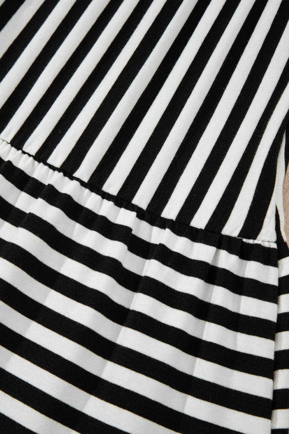 Cotton Black and White Striped Flowy Mini Dress