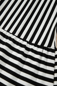Cotton Black and White Striped Flowy Mini Dress
