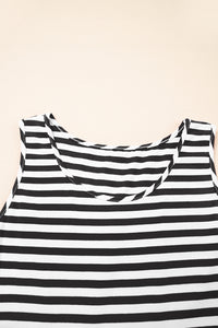 Cotton Black and White Striped Flowy Mini Dress
