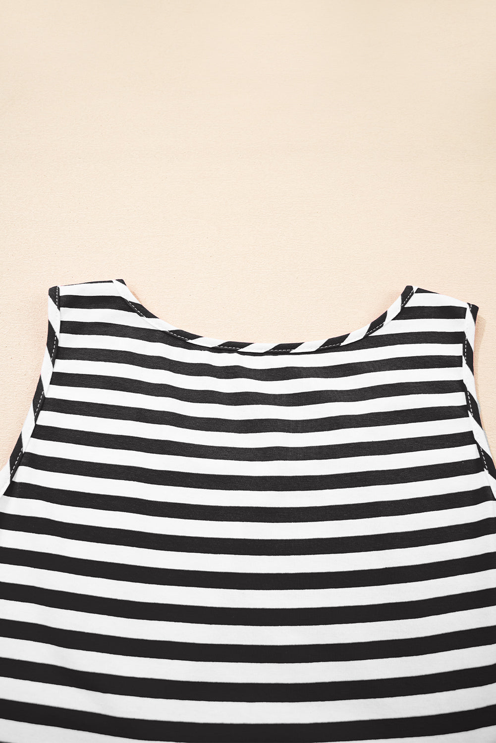 Cotton Black and White Striped Flowy Mini Dress