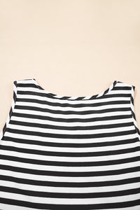 Cotton Black and White Striped Flowy Mini Dress
