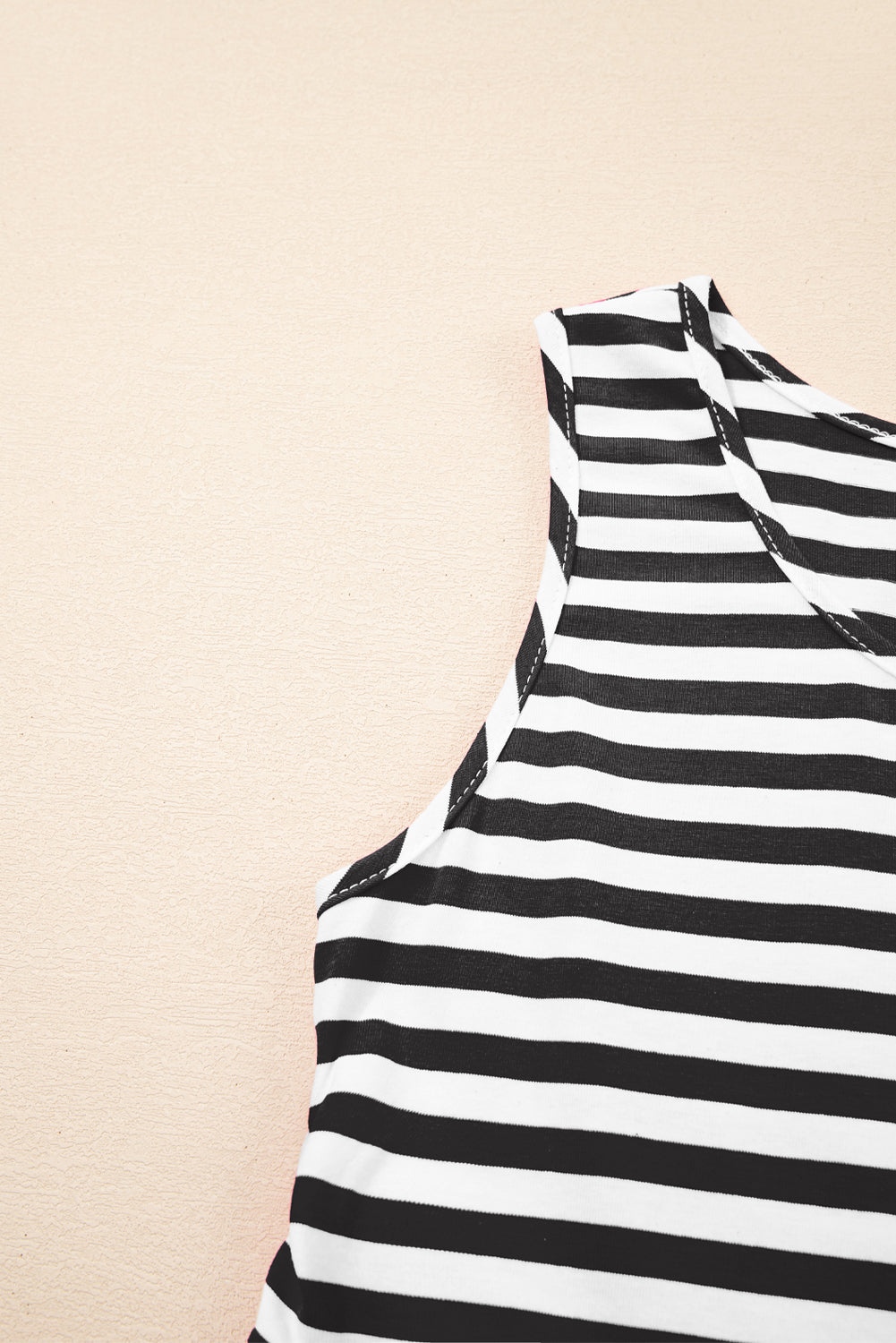 Cotton Black and White Striped Flowy Mini Dress
