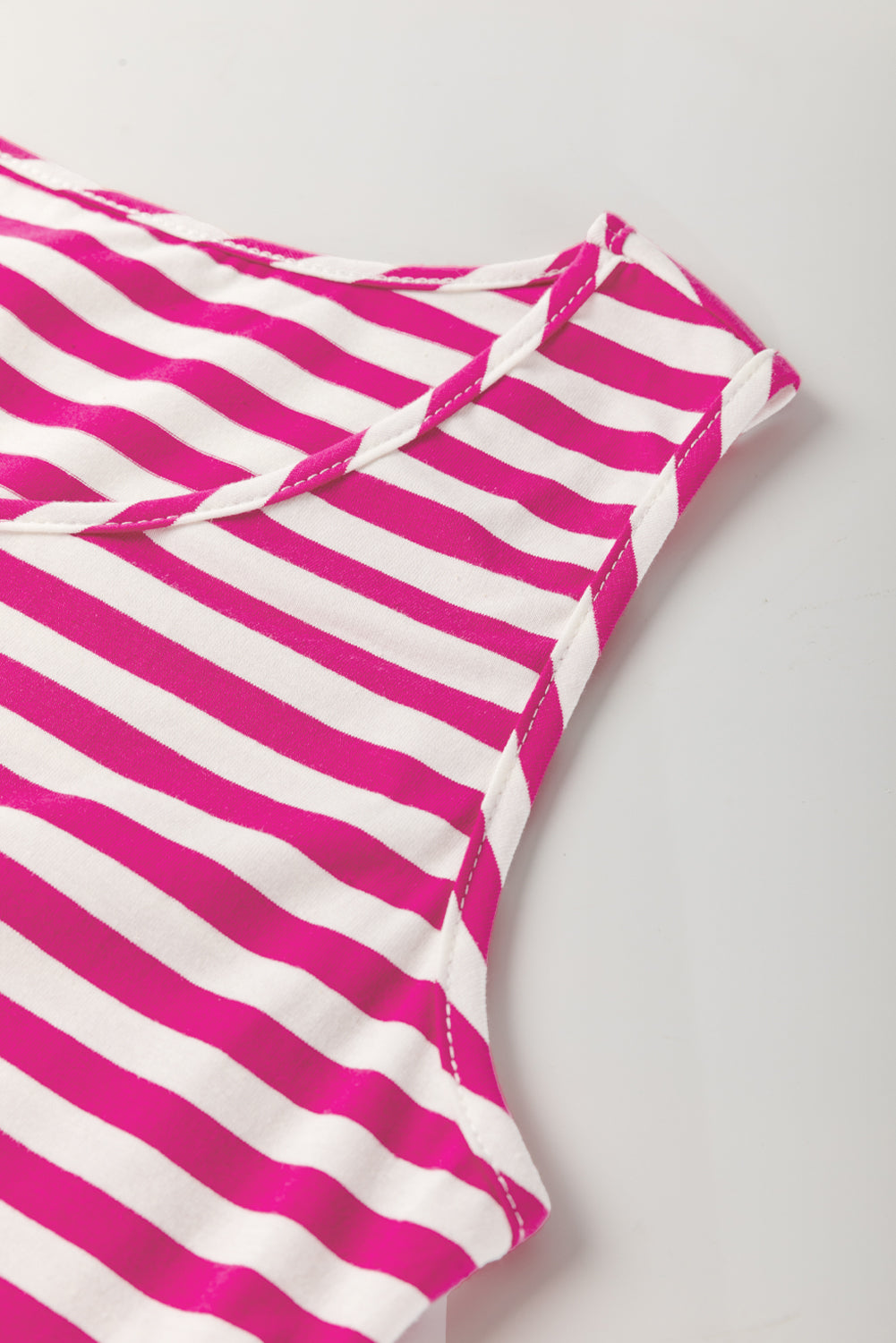Cotton Pink and White Striped Flowy Mini Dress