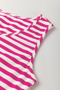 Cotton Pink and White Striped Flowy Mini Dress