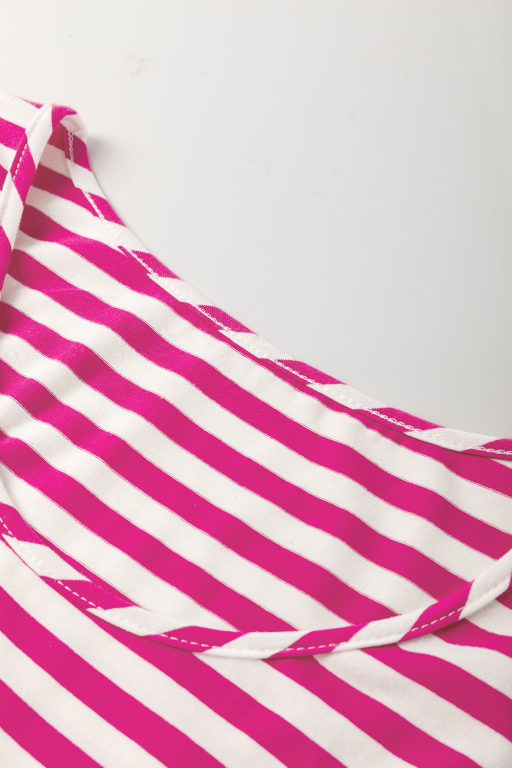 Cotton Pink and White Striped Flowy Mini Dress