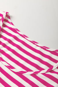 Cotton Pink and White Striped Flowy Mini Dress