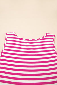 Cotton Pink and White Striped Flowy Mini Dress
