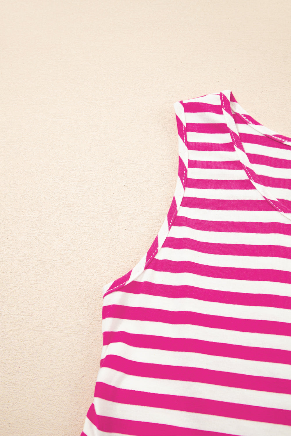 Cotton Pink and White Striped Flowy Mini Dress