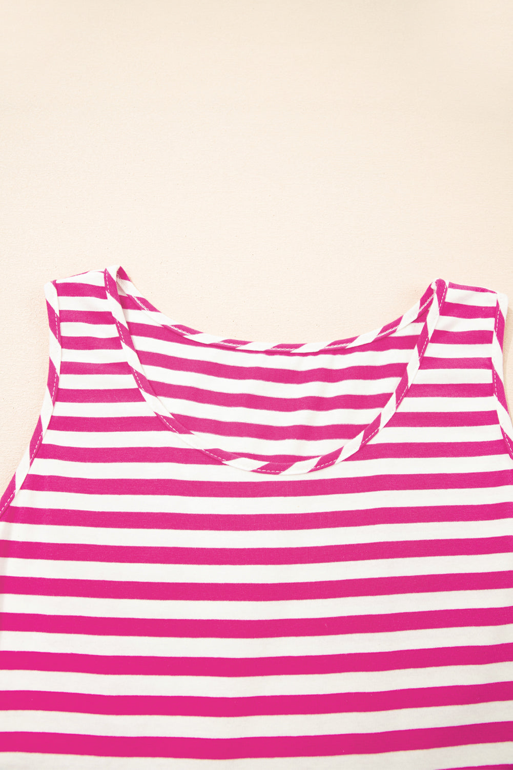 Cotton Pink and White Striped Flowy Mini Dress