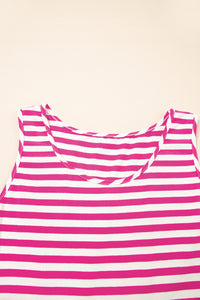 Cotton Pink and White Striped Flowy Mini Dress