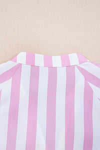 Pink & White Striped Loose-Fitting 3/4 Sleeve Dress