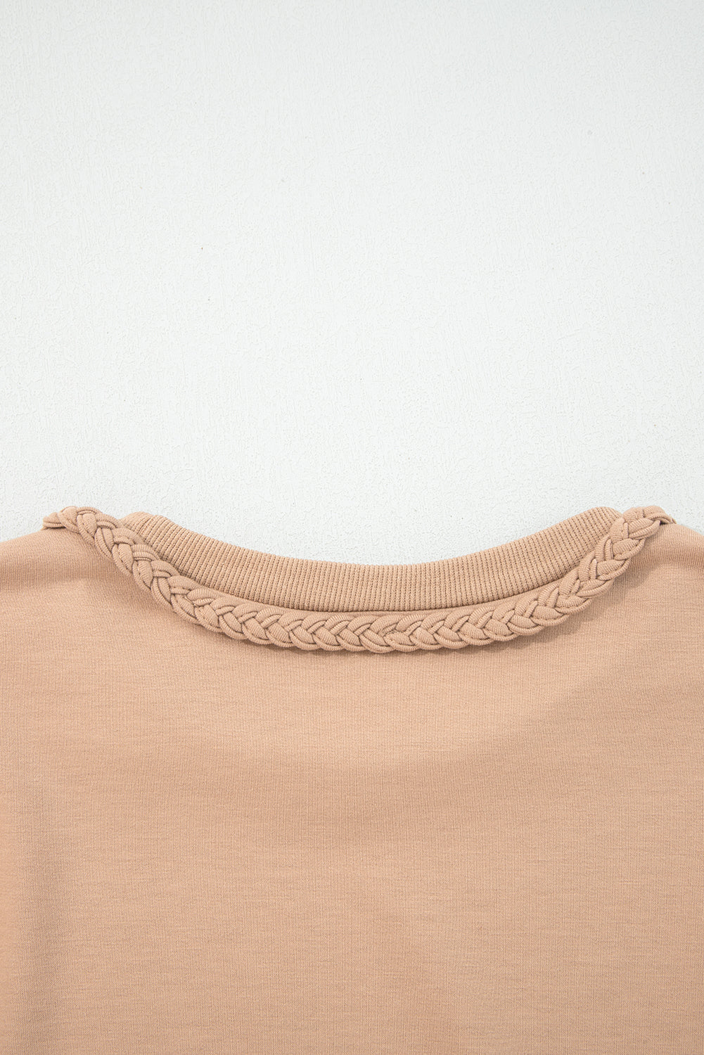 Clara Beige Braided Trim Puff-Sleeve Dress