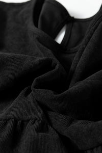 Balloon Long Sleeve (Black) Tiered Dress w/Round Neck