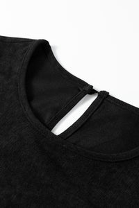 Balloon Long Sleeve (Black) Tiered Dress w/Round Neck