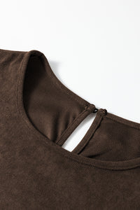 Balloon Long Sleeve (Chocolate) Tiered Dress w/Round Neck