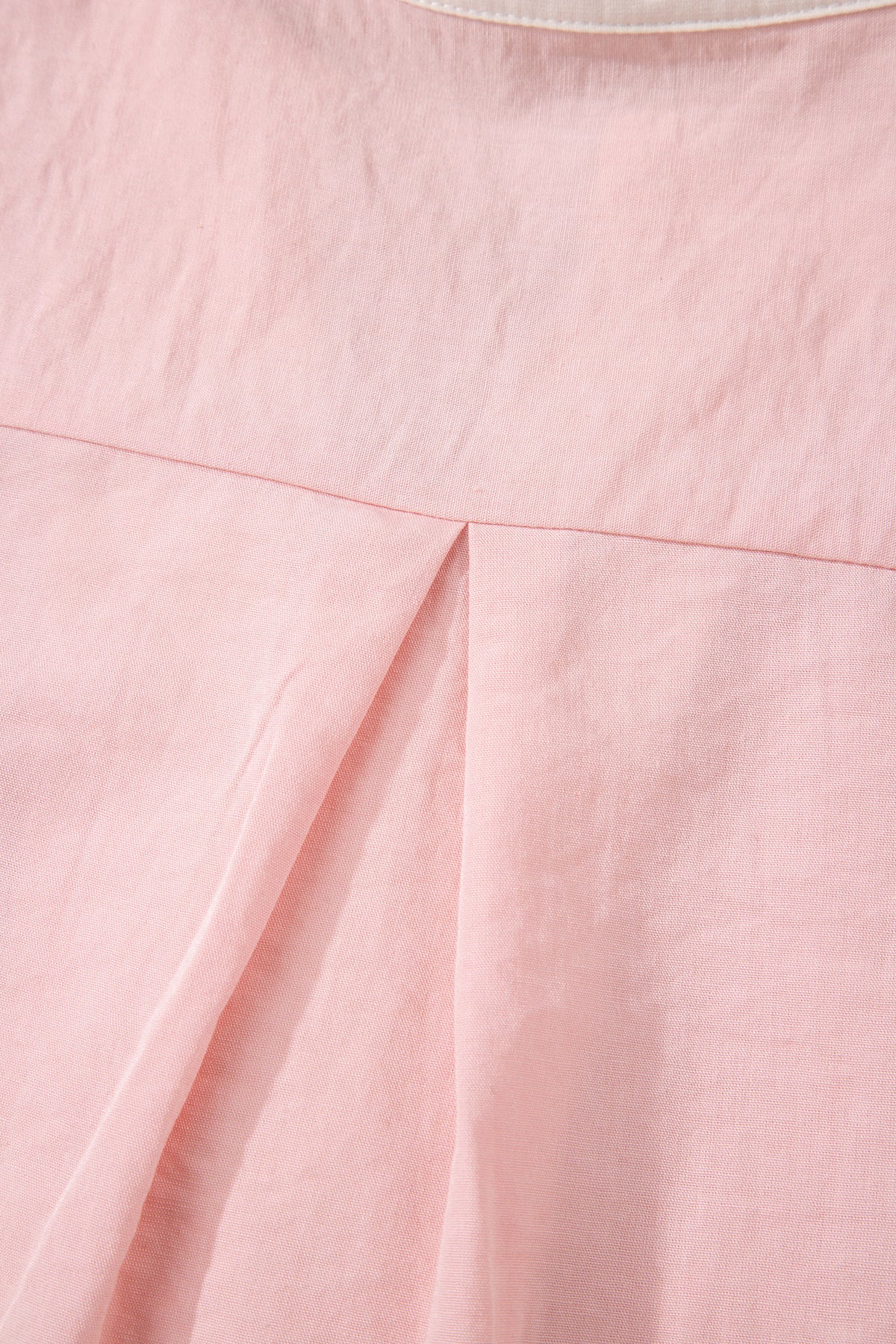 Light Pink & White Puff Sleeve (45% Cotton) Mini Dress w/Scallop Detail & Pockets