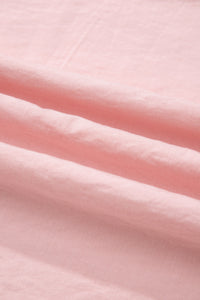 Light Pink & White Puff Sleeve (45% Cotton) Mini Dress w/Scallop Detail & Pockets