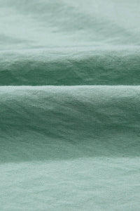 Green & White Puff Sleeve (45% Cotton) Mini Dress w/Scallop Detail & Pockets