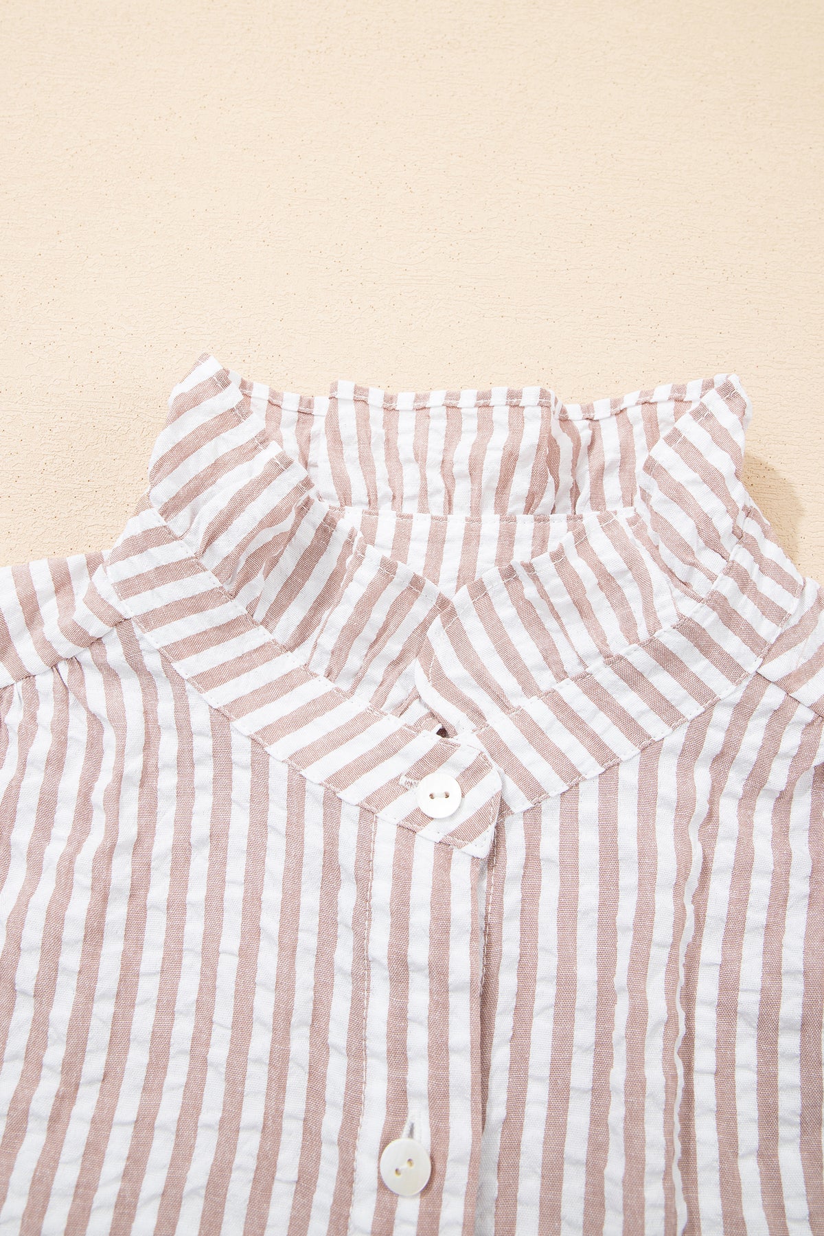 Fancy Tan & White Striped Half-Sleeve Dress