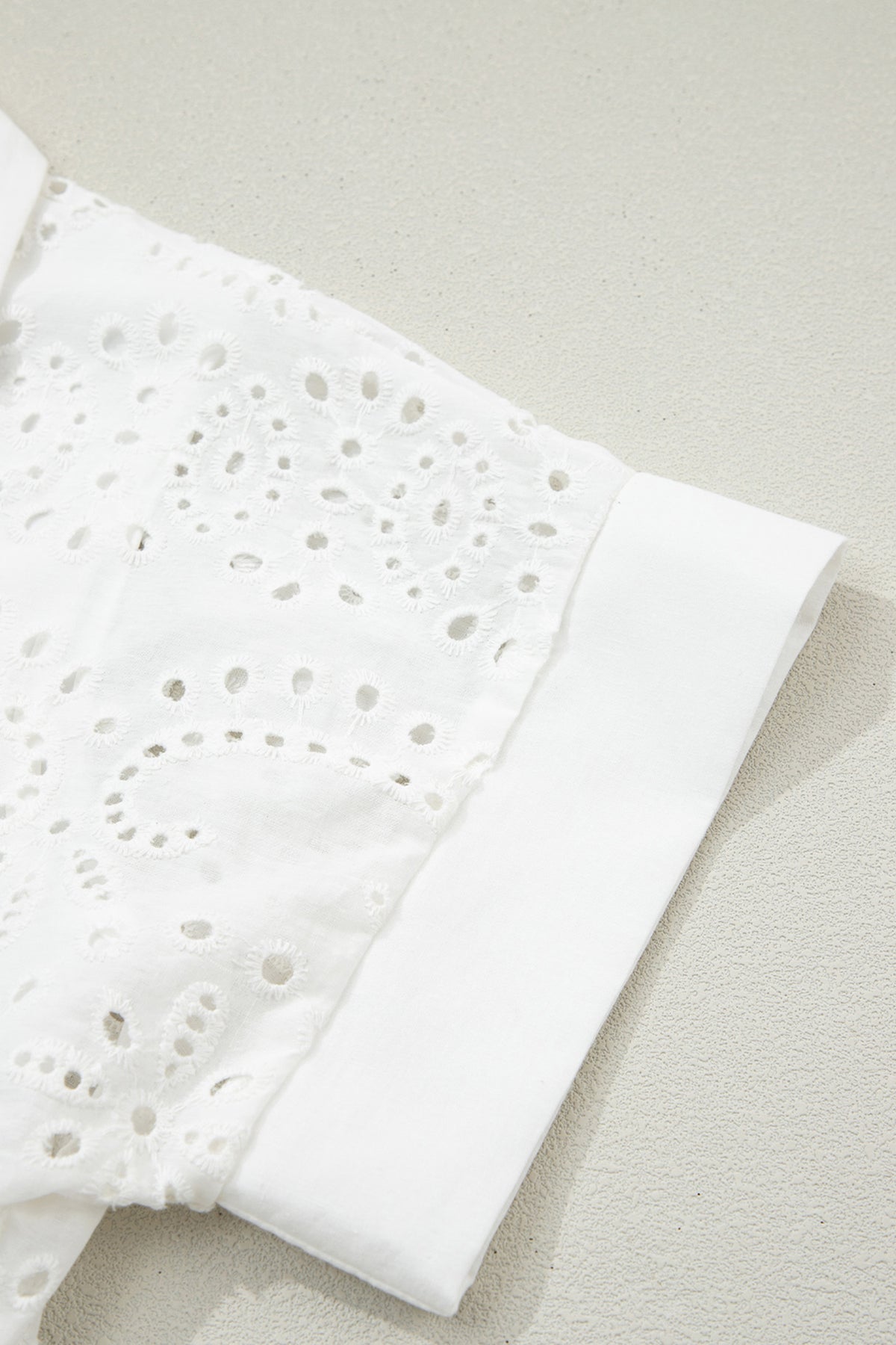 White (100% Cotton) Eyelet Embroidered V-Neck Mini Dress