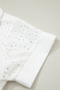 White (100% Cotton) Eyelet Embroidered V-Neck Mini Dress