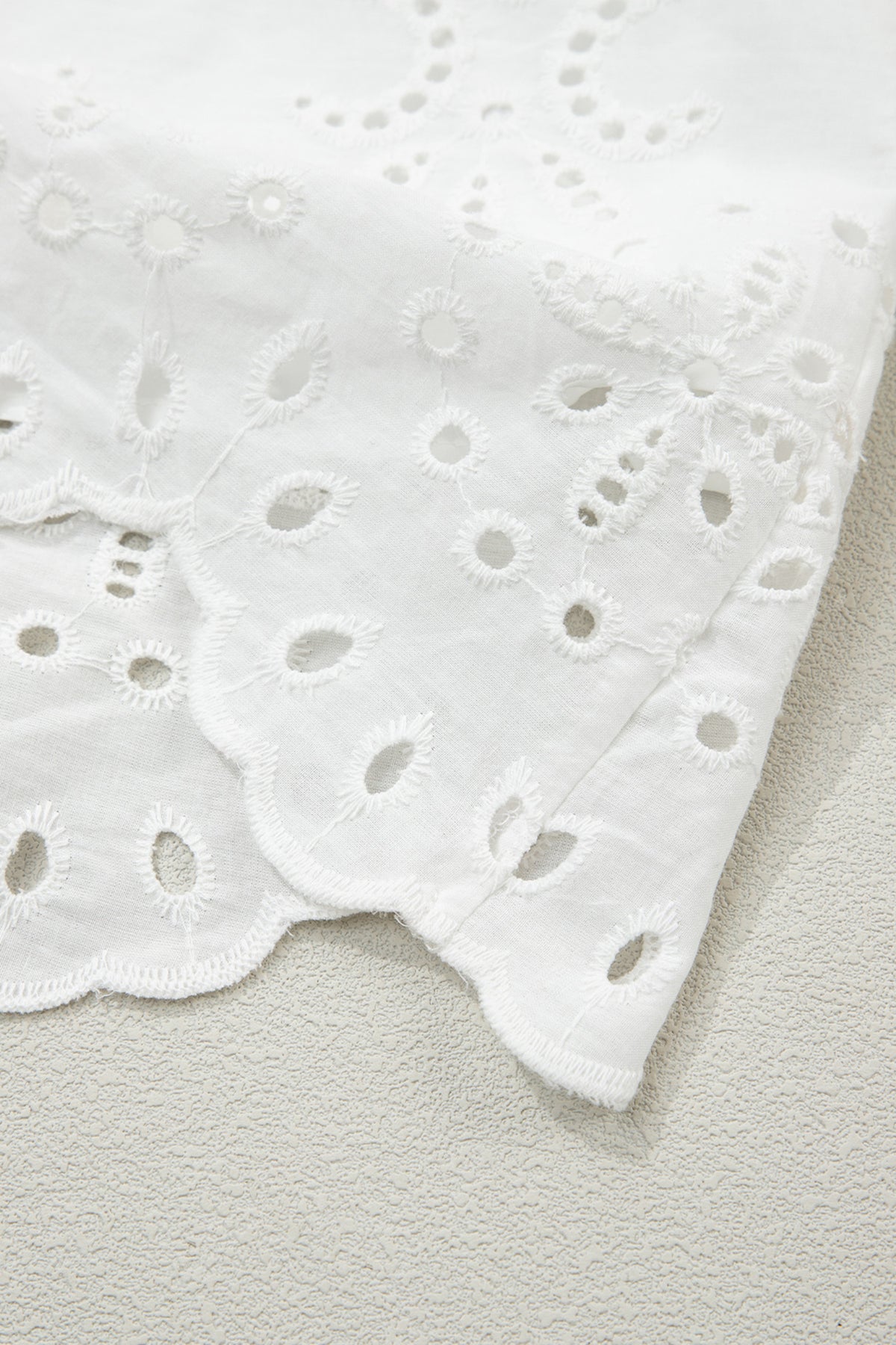 White (100% Cotton) Eyelet Embroidered V-Neck Mini Dress