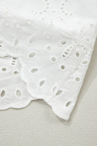 White (100% Cotton) Eyelet Embroidered V-Neck Mini Dress