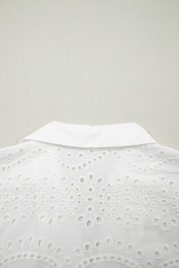 White (100% Cotton) Eyelet Embroidered V-Neck Mini Dress