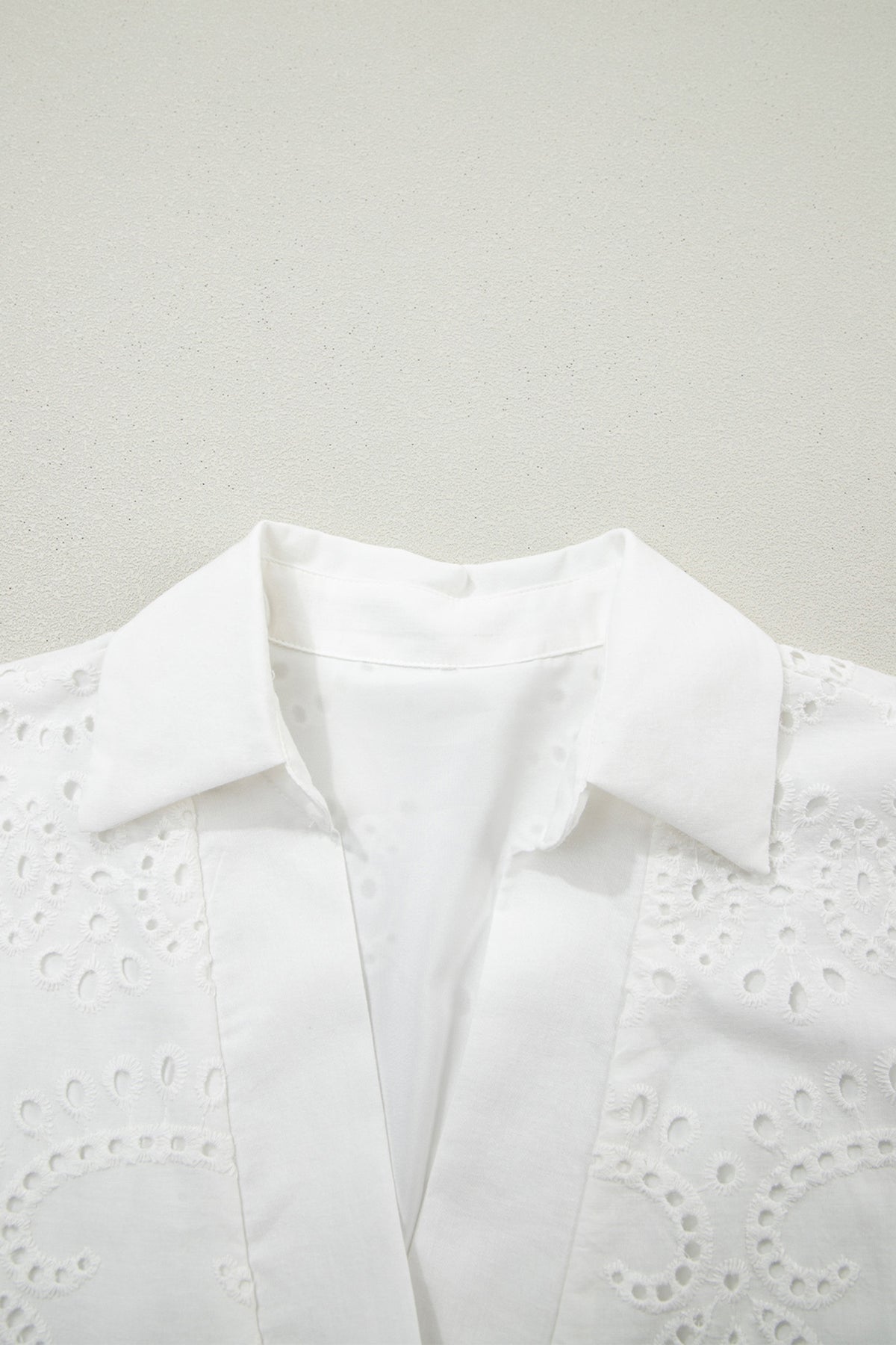 White (100% Cotton) Eyelet Embroidered V-Neck Mini Dress