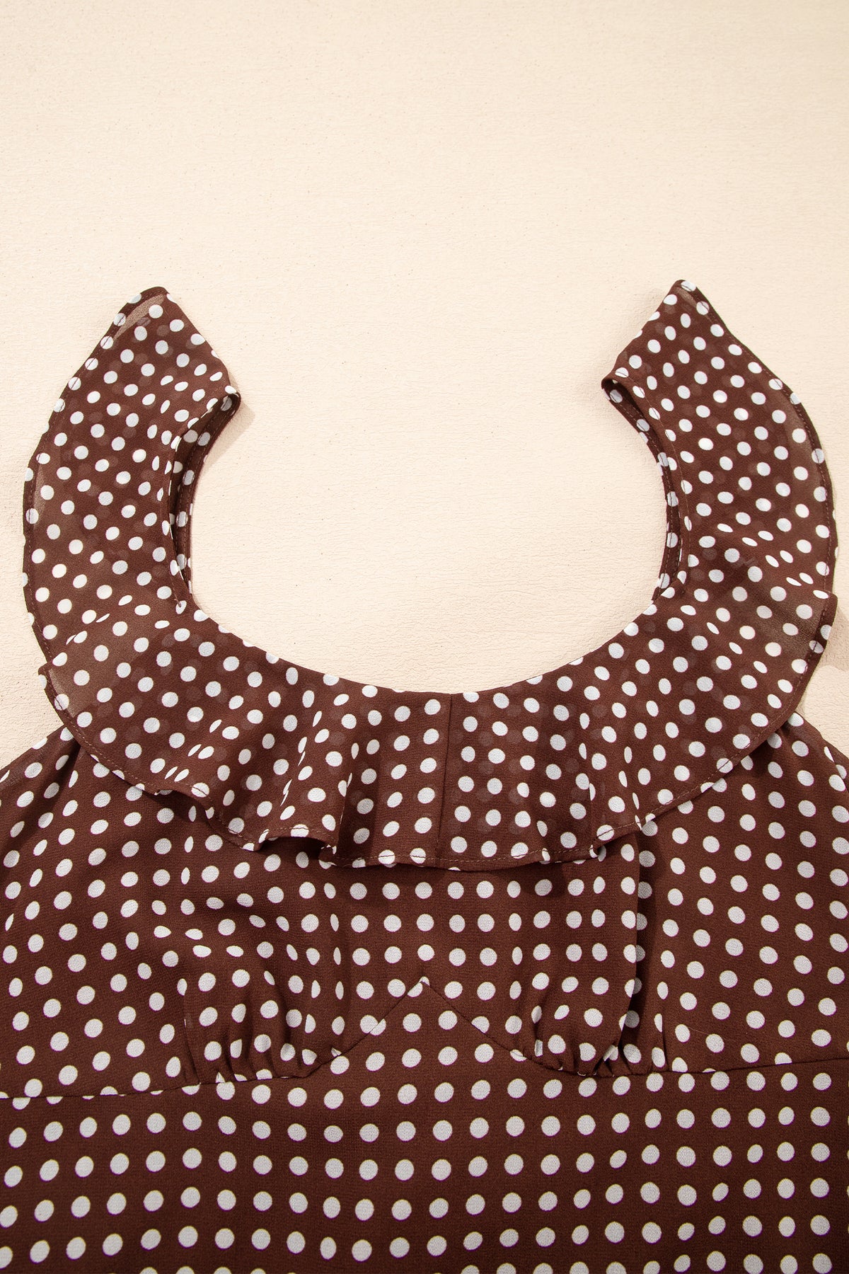 Cocoa Polka Dot Tiered Maxi Dress with Pockets & Adjustable Straps