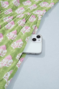 Pink & Green Floral and Striped Maxi Dress w/Pockets and Tied Shoulder Straps