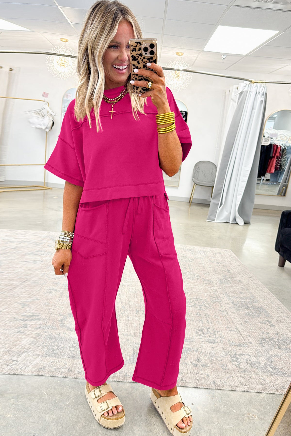 Drop Shoulder (Dark Pink) Boxy Tee