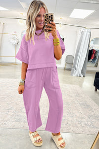 Lounge (Pastel Purple) Barrel Pants with Front & Back Pockets