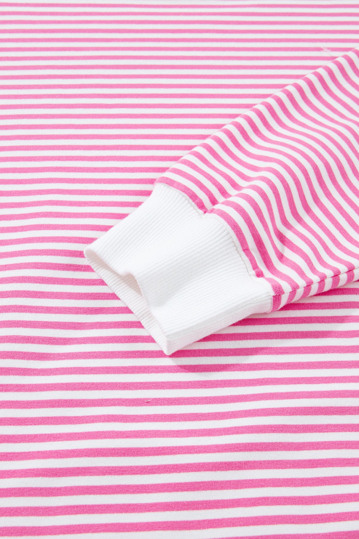 Dark Pink & White Striped Oversized Mock Neck 2Pc Sweatshirt & Shorts Set