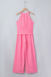 Pink & White Polka Dot Loungewear Slim Tank & Pants Set