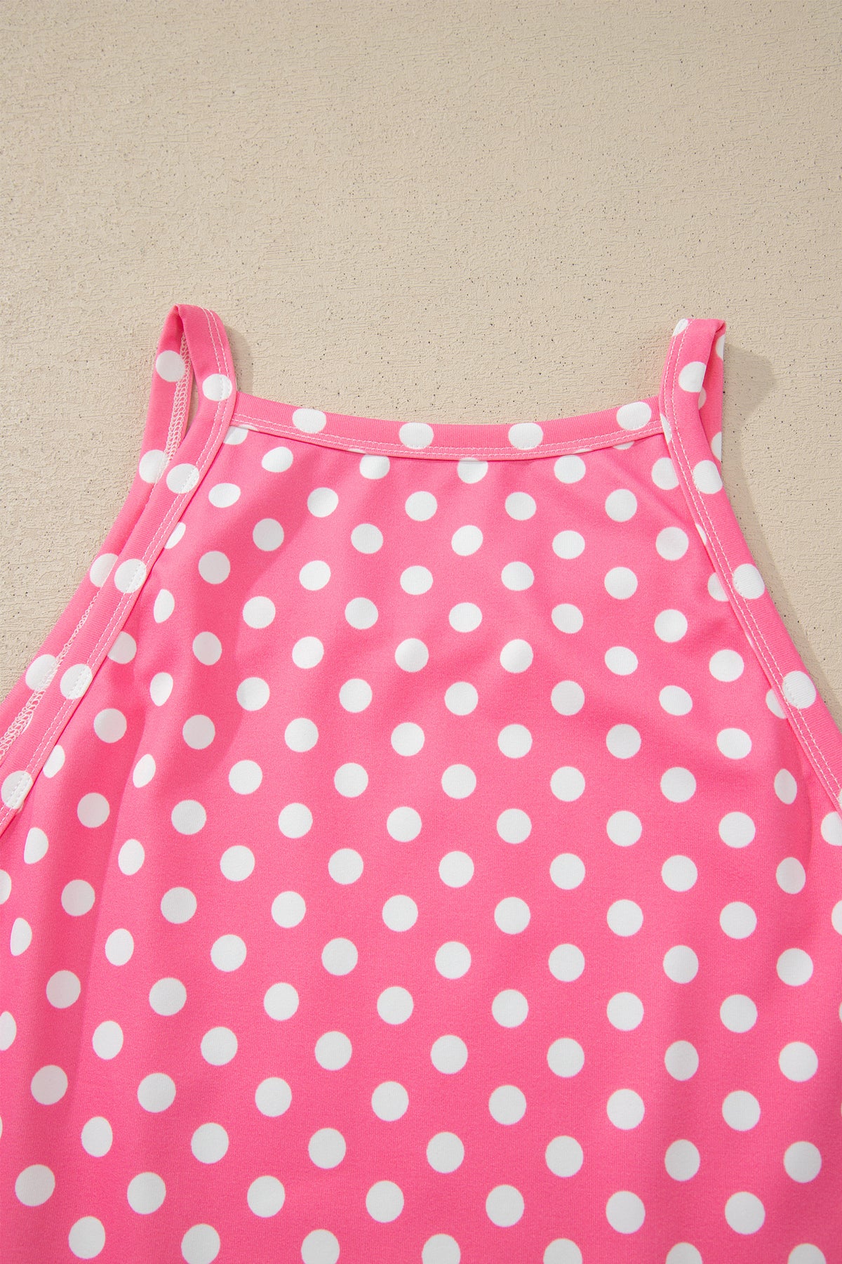 Pink & White Polka Dot Loungewear Slim Tank & Pants Set